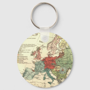 Europe Map Countries World Antique Keychain