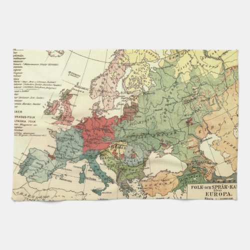 Europe Map Countries World Antique Kitchen Towel