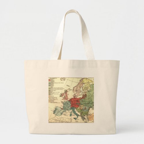 Europe Map Countries World Antique Large Tote Bag