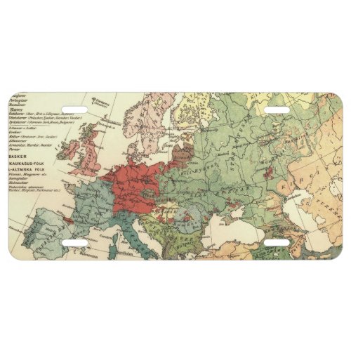 Europe Map Countries World Antique License Plate