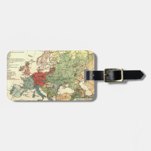 Europe Map Countries World Antique Luggage Tag