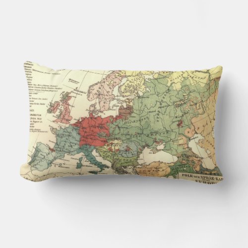 Europe Map Countries World Antique Lumbar Pillow