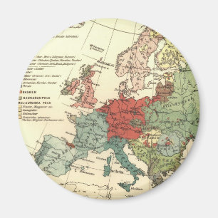 Europe Map Countries World Antique Magnet
