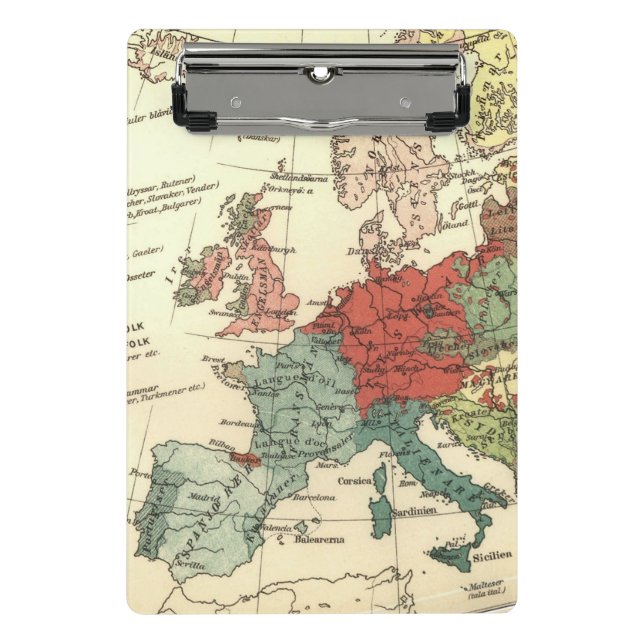 Europe Map Countries World Antique Mini Clipboard (Front)