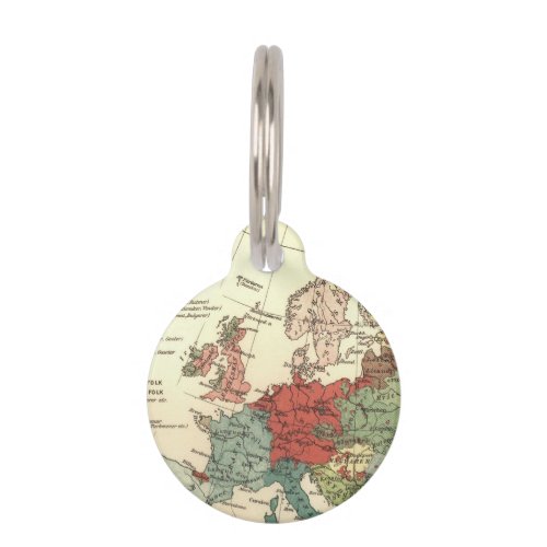 Europe Map Countries World Antique Pet ID Tag