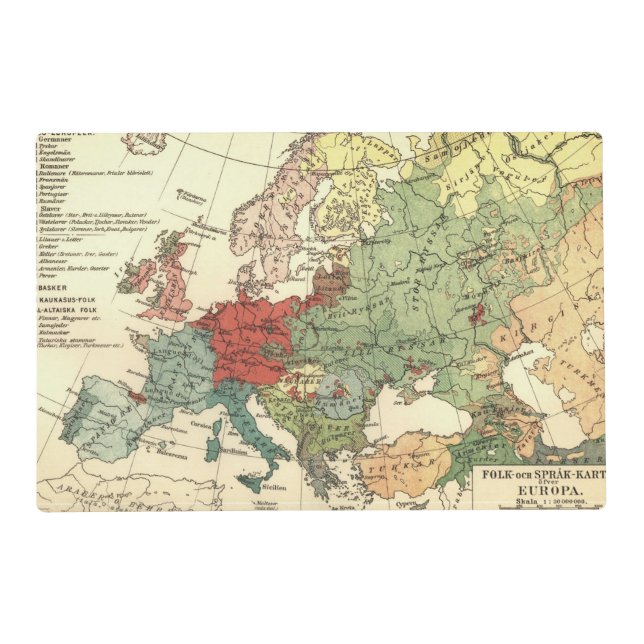 Europe Map Countries World Antique Placemat (Front)