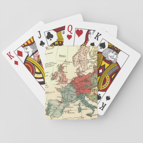 Europe Map Countries World Antique Poker Cards