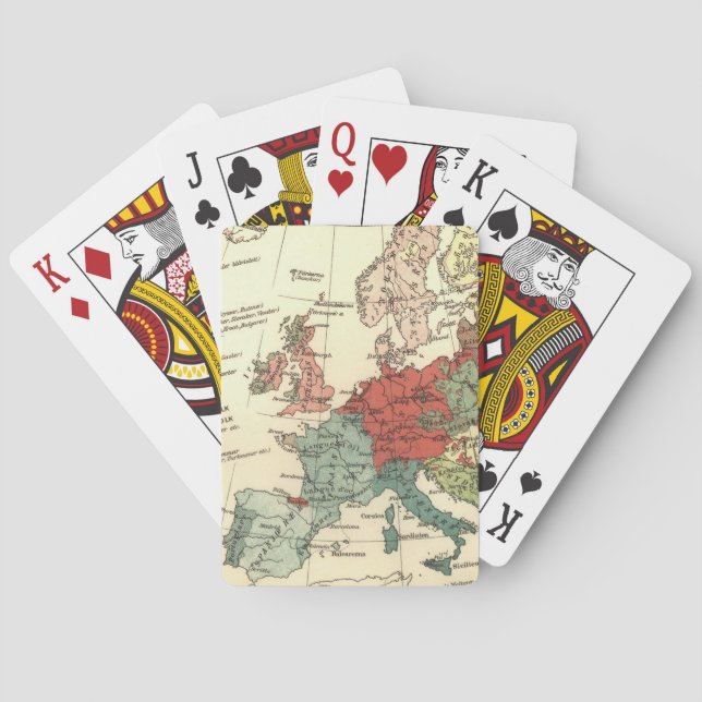Europe Map Countries World Antique Poker Cards (Back)