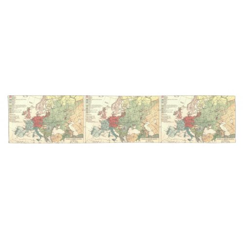 Europe Map Countries World Antique Short Table Runner
