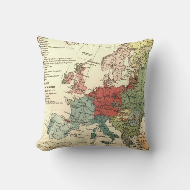 Europe Map Countries World Antique Throw Pillow (Front)