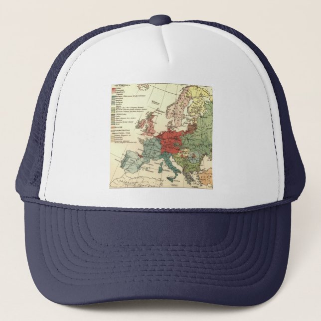 Europe Map Countries World Antique Trucker Hat (Front)