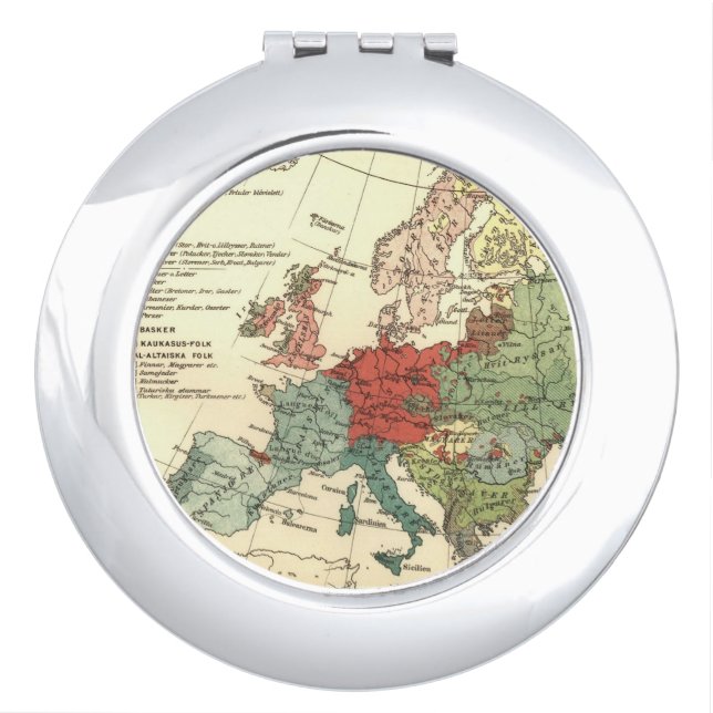 Europe Map Countries World Antique Vanity Mirror (Front)