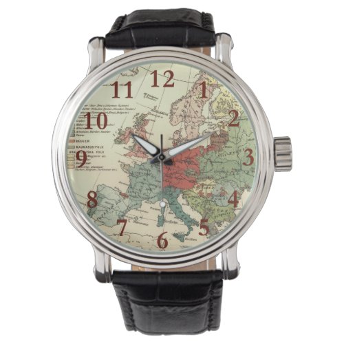 Europe Map Countries World Antique Watch