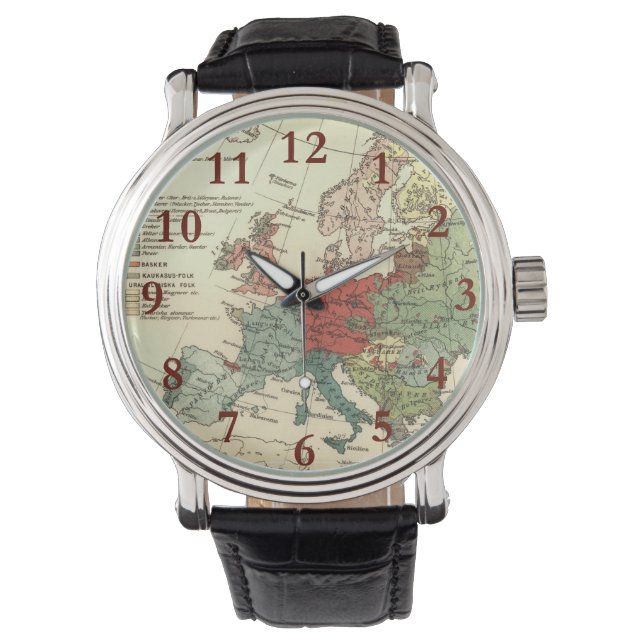 Europe Map Countries World Antique Watch (Front)