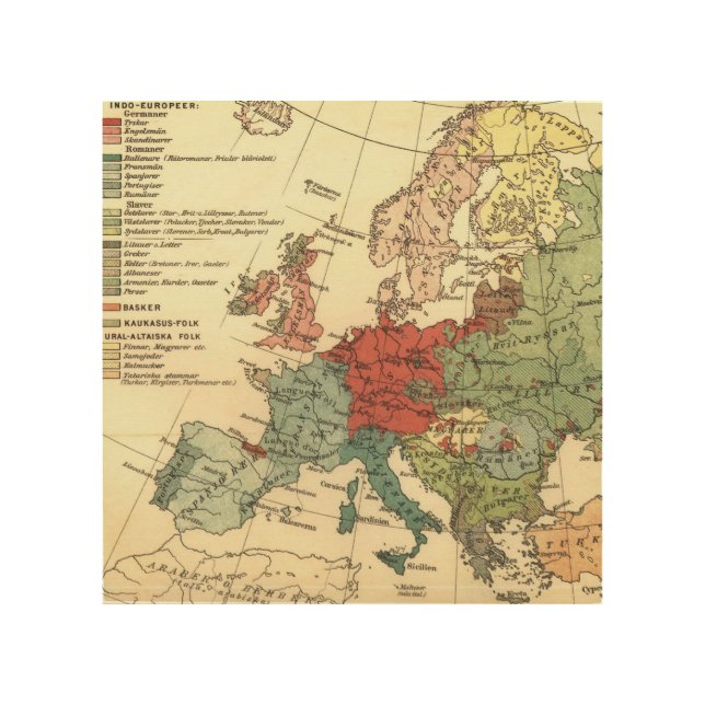 Europe Map Countries World Antique Wood Wall Decor (Front)