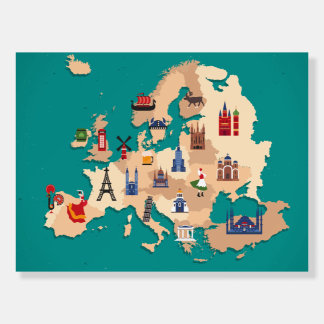 EUROPE MAP COUNTRY ELEMENTS ILLUSTRATION DESIGN FOAM BOARD