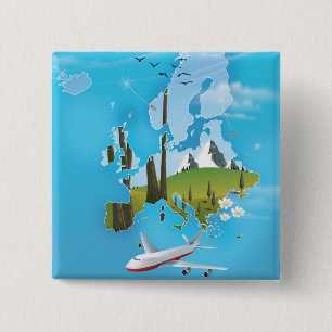 Europe Map landscape travel poster Button