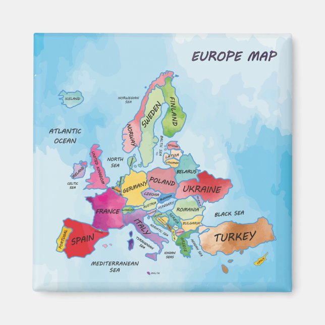 Europe Map Magnet (Front)