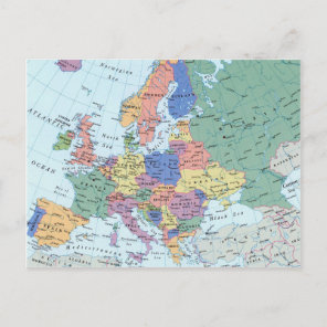 Europe map postcard