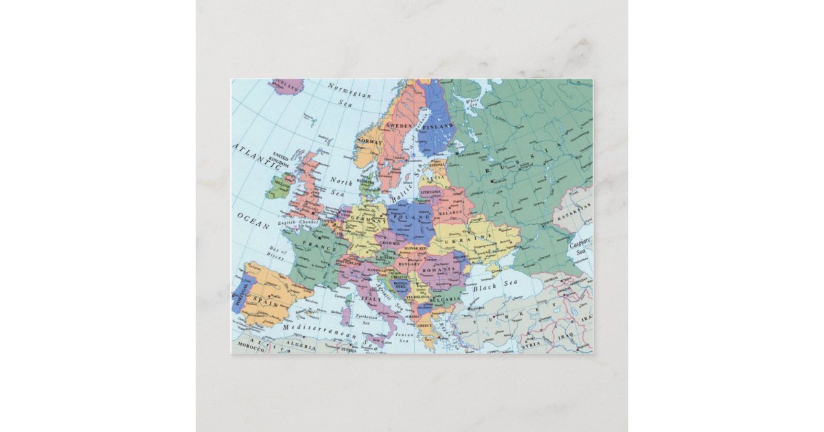 Europe map postcard Zazzle