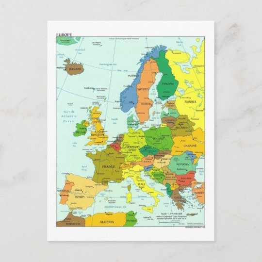 Europe map postcard