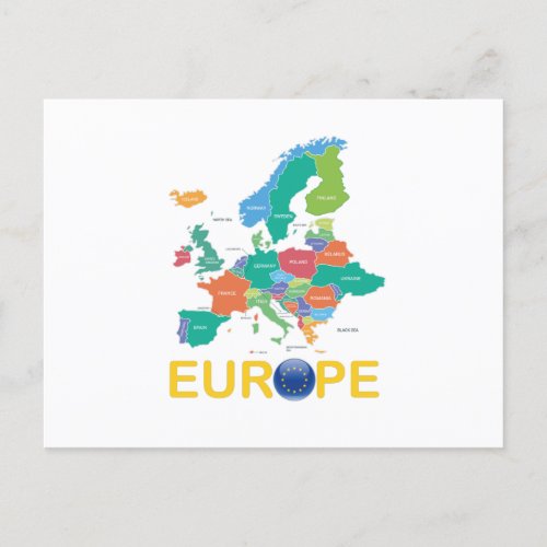 Europe Map Postcard