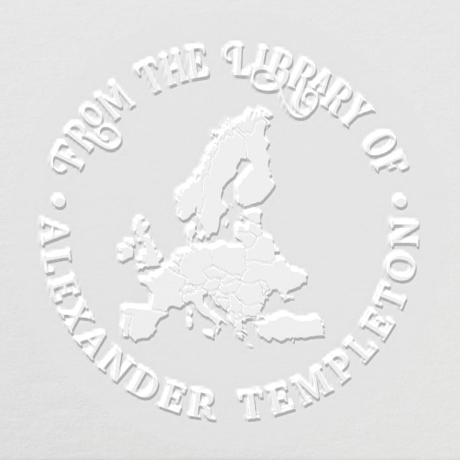 Europe Map Silhouette “From the Library of” Name Embosser (Design)