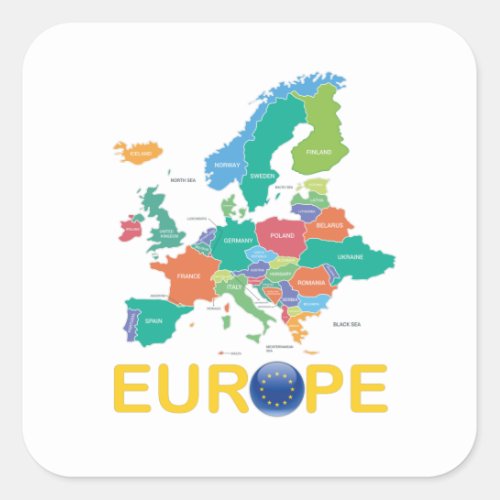 Europe Map Square Sticker