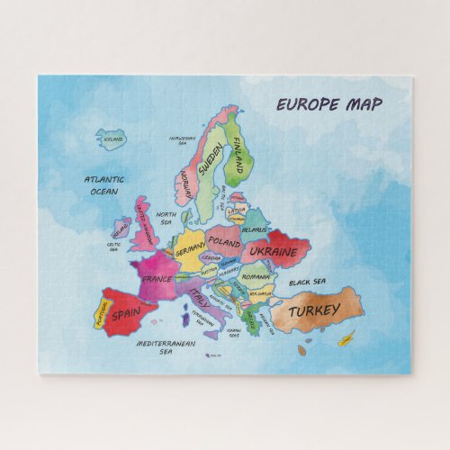 Europe Map water color artwork Jigsaw Puzzle
