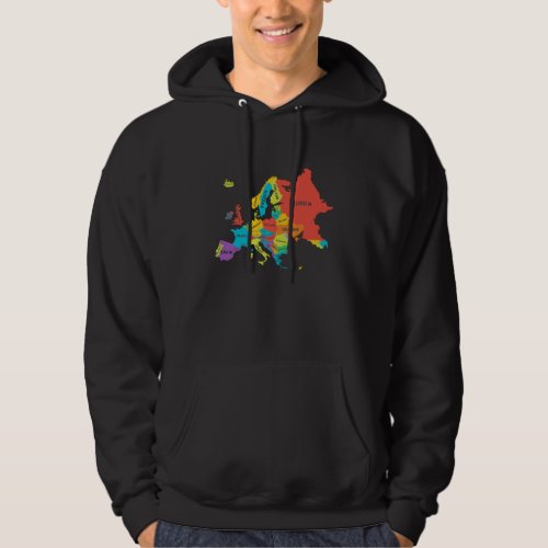 Europe Map with Country Names Geography Hoodie