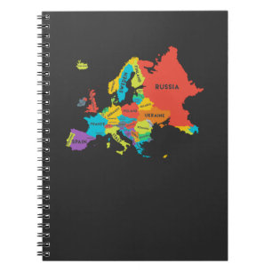 Europe Map with Country Names Geography Notebook
