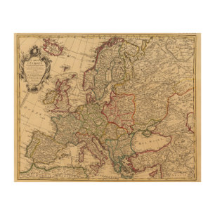 Europe map wood wall decor