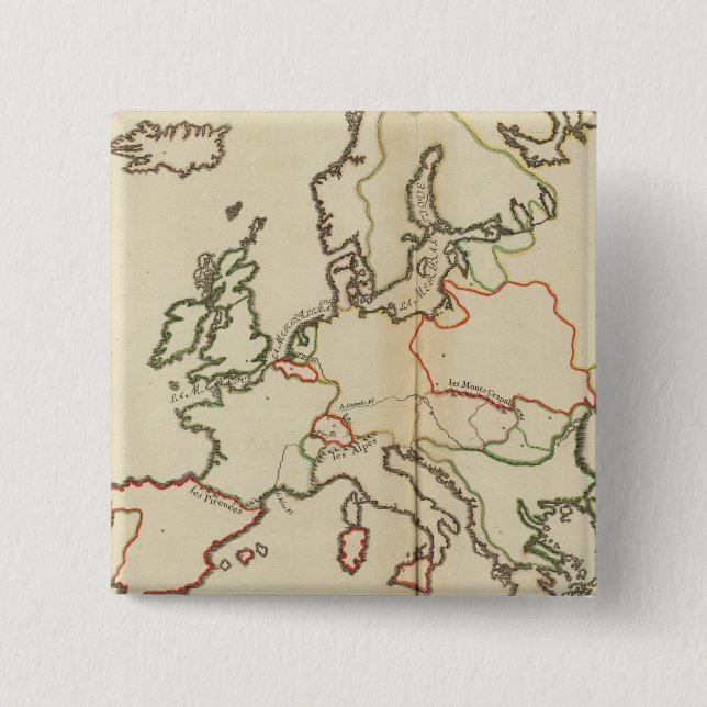Europe, Mountains and Rivers Button (Front)