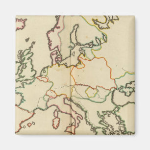 Europe, Mountains and Rivers Outline Magnet