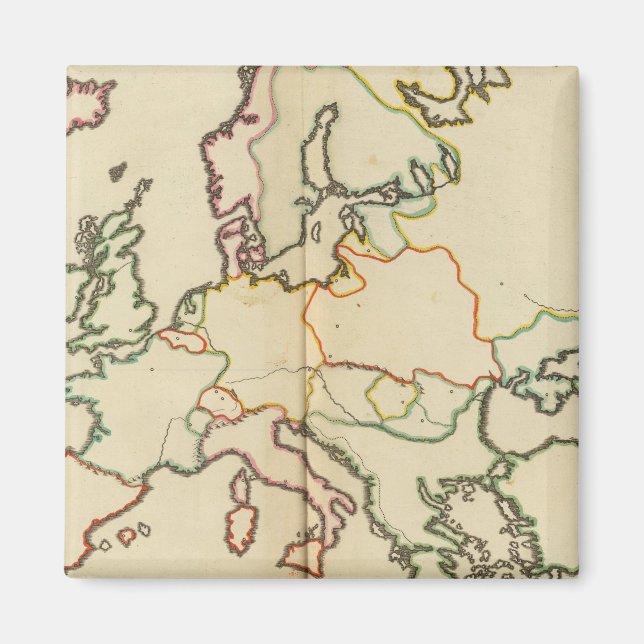 Europe, Mountains and Rivers Outline Magnet (Front)