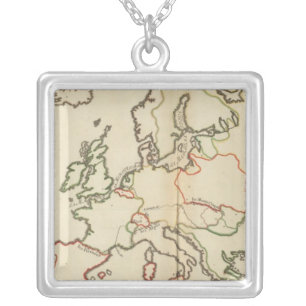 Europe, Mountains and Rivers Silver Plated Necklace