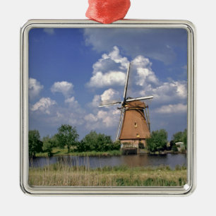 Europe, Netherlands, Kinerdijk. A windmill sits Metal Ornament