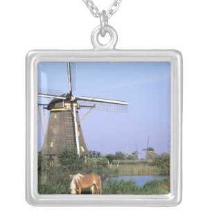 Europe, Netherlands, Zuid Holland, Kinderdijk. 2 Silver Plated Necklace