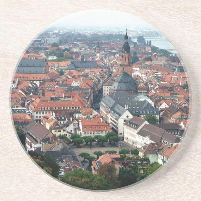 Europe Old Town Roofs Sandstone Coaster (Front)
