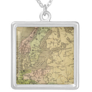 Europe Olney Map Silver Plated Necklace