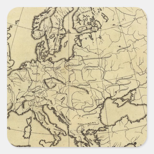 Europe outline map square sticker (Front)