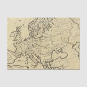 Europe outline map tissue paper