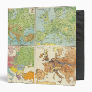 Europe physical features & population Map 3 Ring Binder