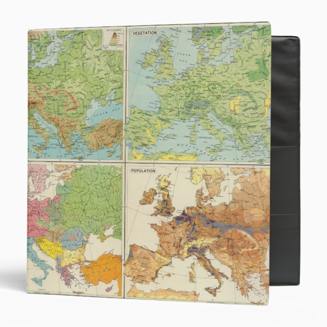Europe physical features & population Map 3 Ring Binder (Front/Inside)