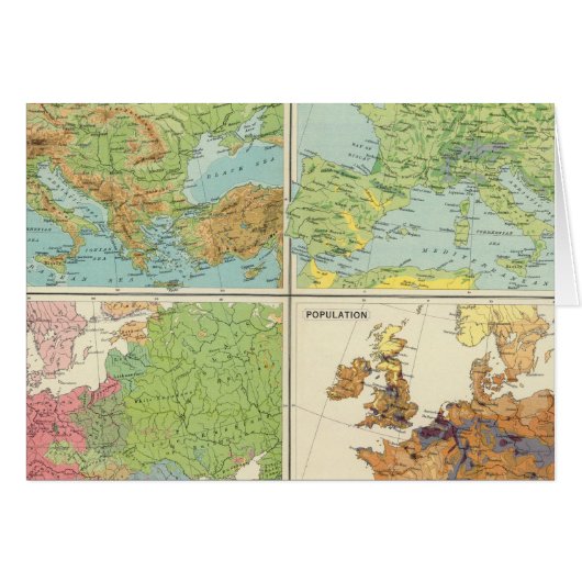 Europe physical features & population Map Cards (Front Horizontal)