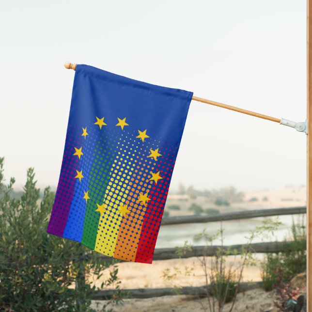 Europe Pride Rainbow Vote For Europe Future  House Flag (Insitu (Back))