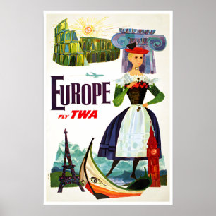 Europe Print European Traveler Art TWA David Klein