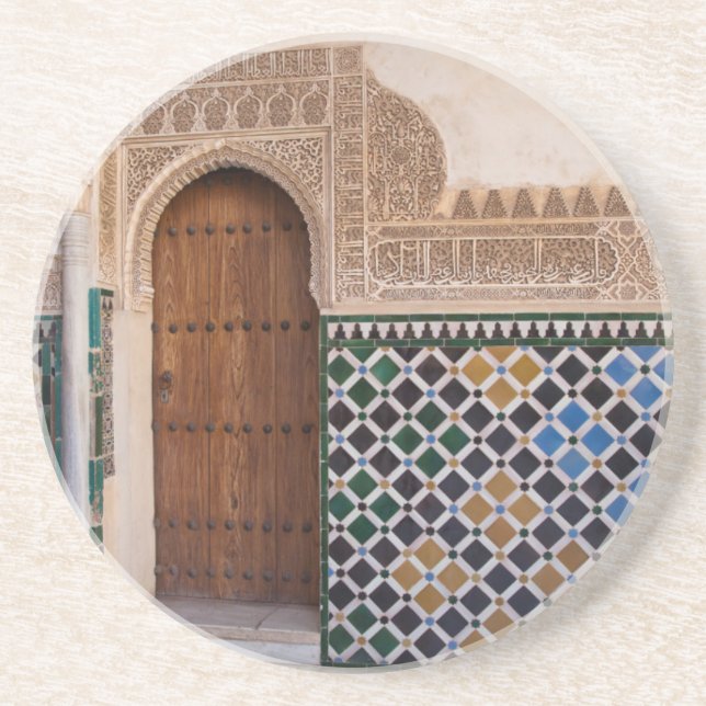 Europe, Spain, Andalusia, Granada, Alhambra Sandstone Coaster (Front)