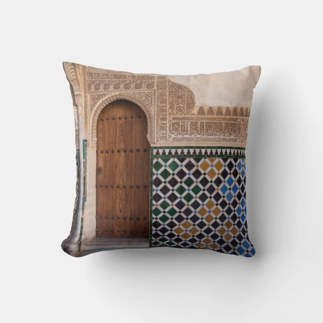 Europe, Spain, Andalusia, Granada, Alhambra Throw Pillow (Front)