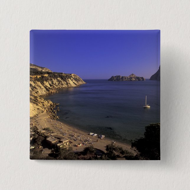 Europe, Spain, Balearics, Ibiza, Cala d'Hort Pinback Button (Front)